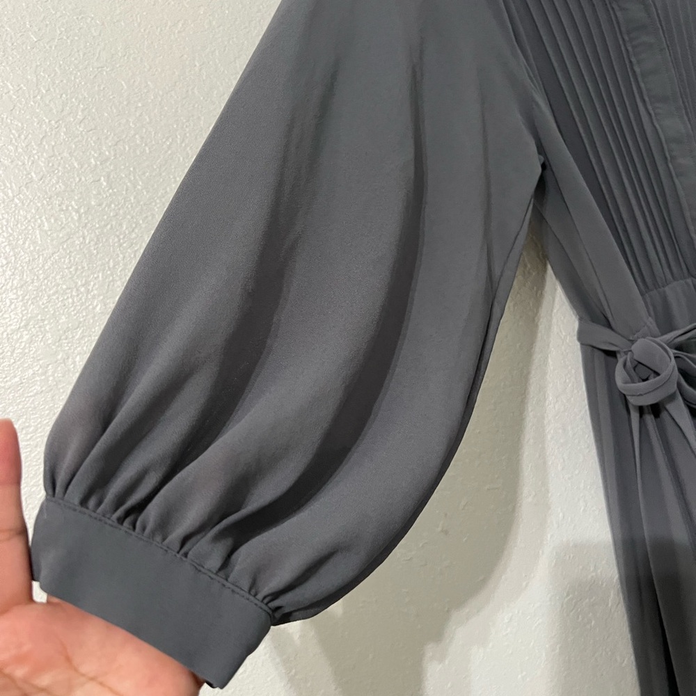 H&M Pleated Midi Dress in Dusty Blue-Gray - Picture 6 of 11